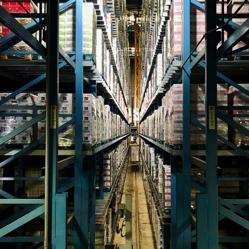 Warehouse aisle with storage racks
